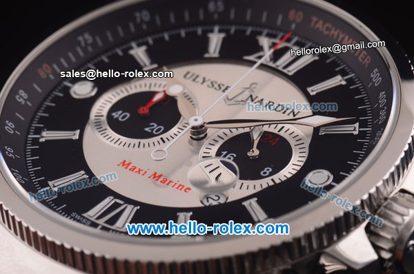 Ulysse Nardin Maxi Marine Chronograph Miyota Quartz Movement Steel Case with Black/Silver Dial - Click Image to Close